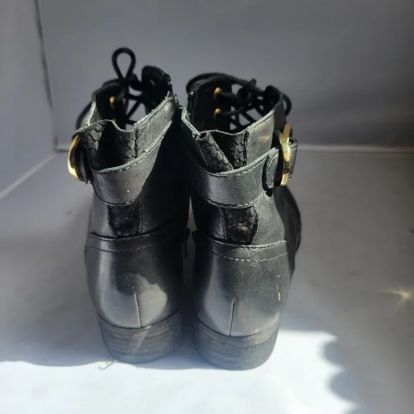 Aldo Lace Up Ankle Leather Boots Size 9 - Picture 4 of 6